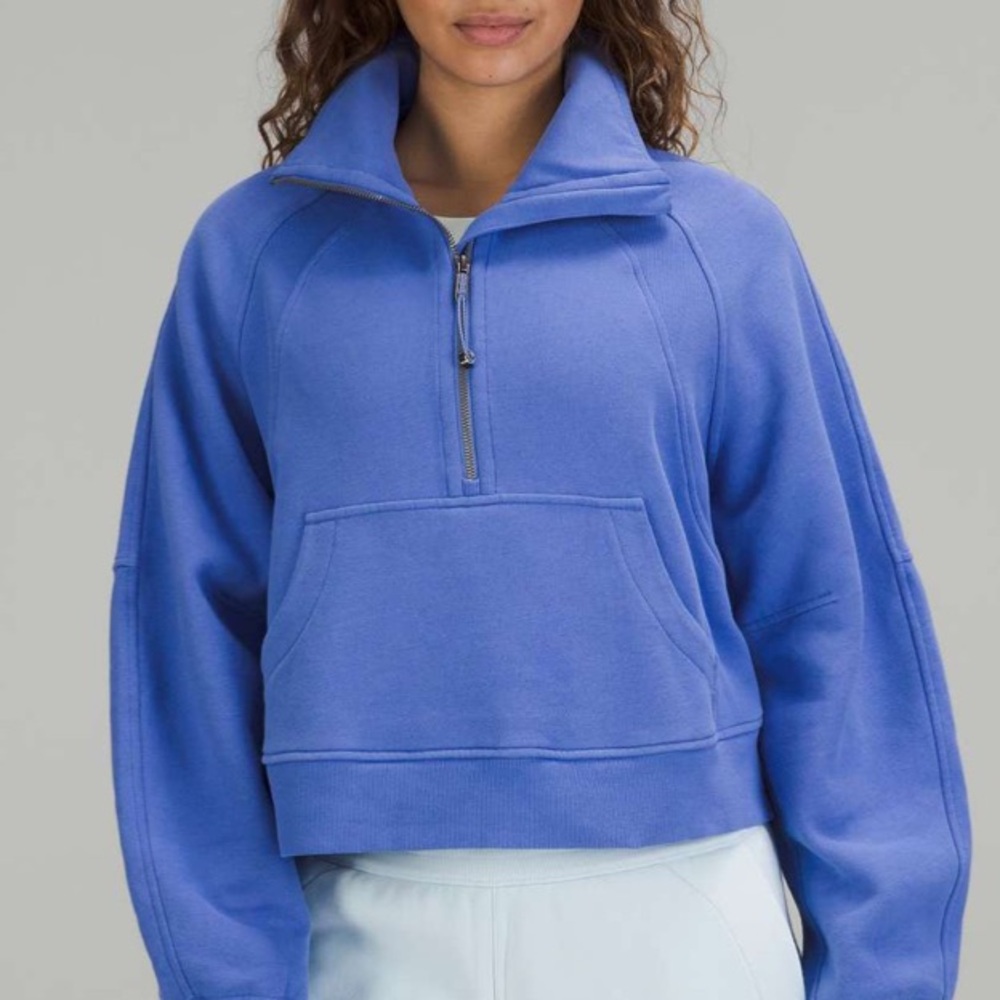 Lululemon Blue Oversized Funnel Neck Half Zip